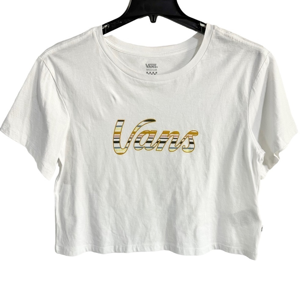 Vans Script Short Sleeve Cropped White Top - M - Picture 3 of 11